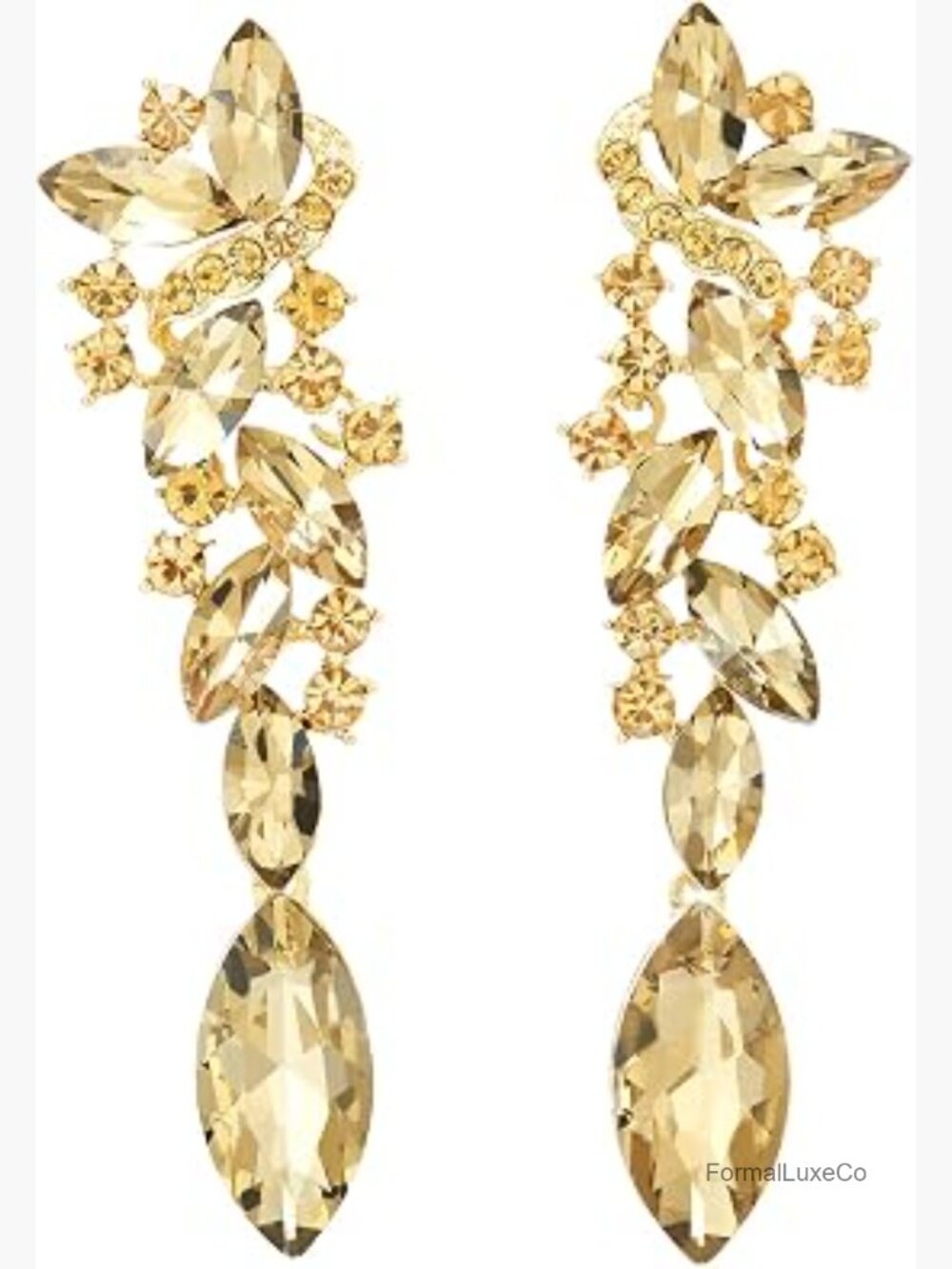 Marquise Cluster Chandelier Long Dangle Statement Earrings